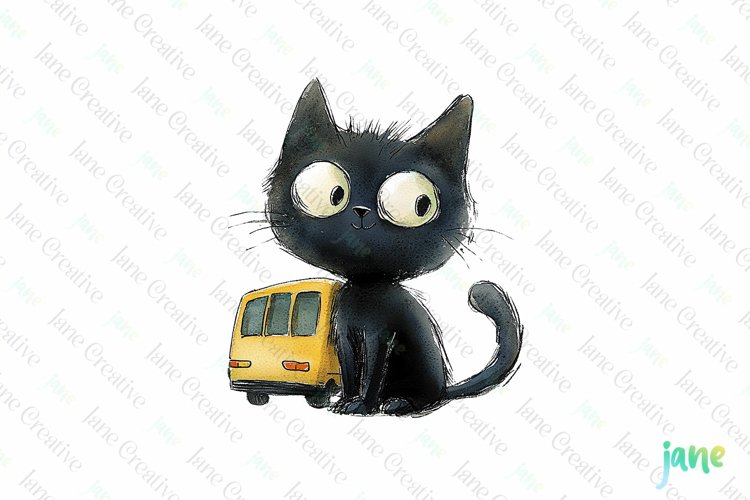 Funny Black Cats Sublimation Clipart
