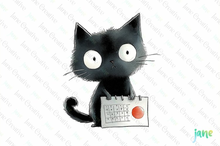 Funny Black Cats Sublimation Clipart example image 1