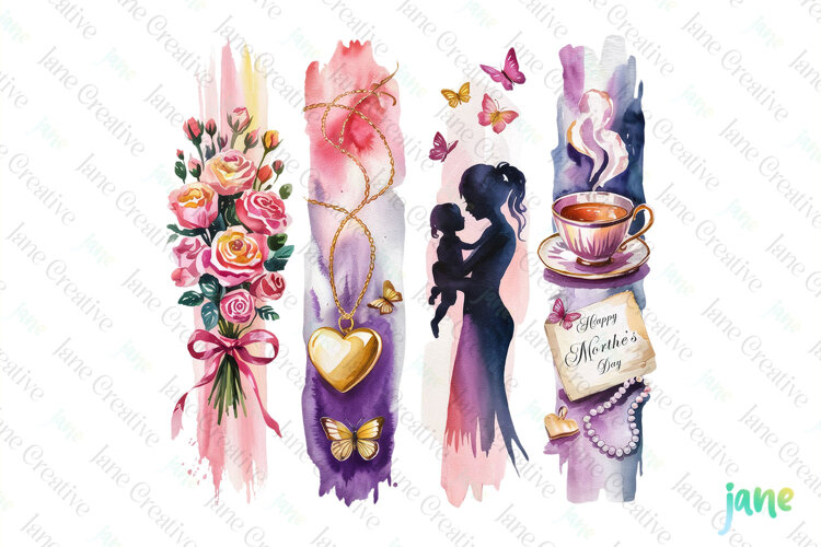 Happy Morther’s Day Brushstroke Clipart example image 1