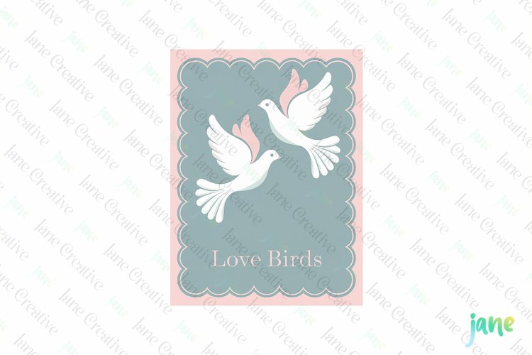 Love Birds Valentines Illustration Card