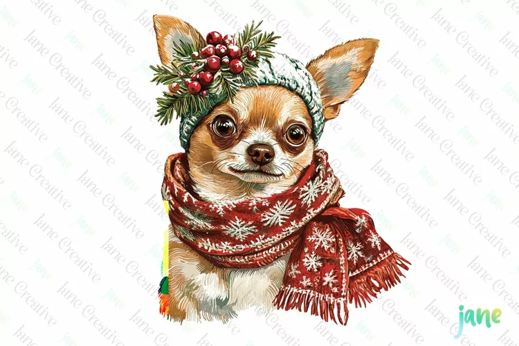 Chihuahua Dog Old Vintage Christmas Sublimation