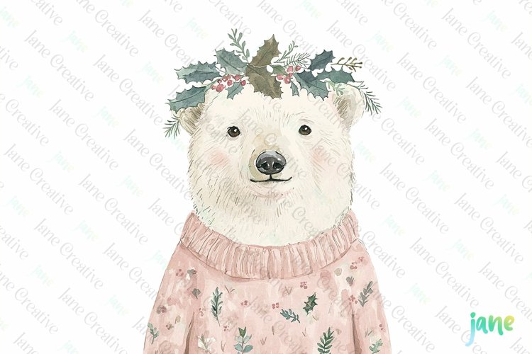 Bear Pink Jumper Animals Christmas Clipart