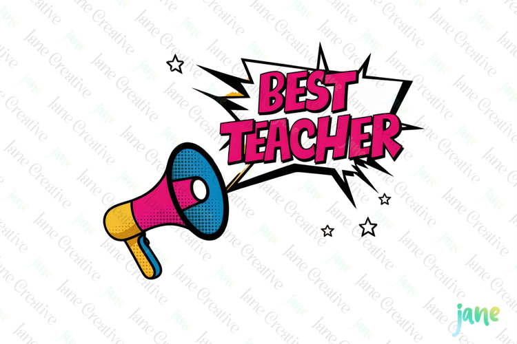 Pop-art Teacher Sublimation Clipart example image 1