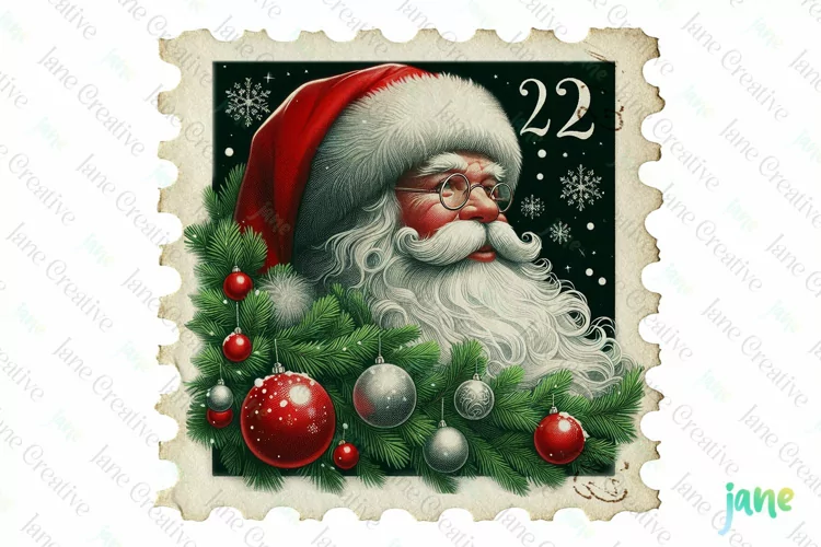 Postage Stamp Santa Claus Clipart