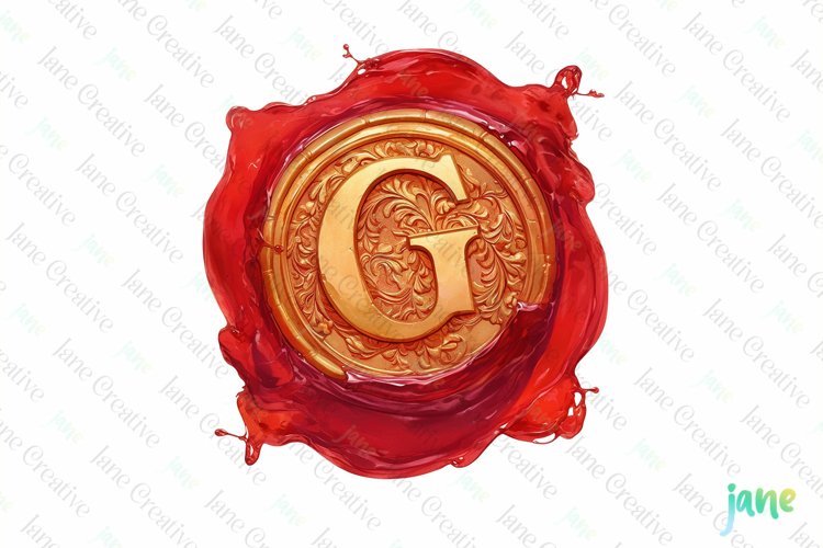 G Red Wax Seal With Letters Sublimation example image 1