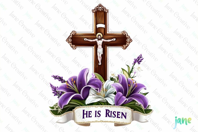 Risen Easter Clipart Sublimation example image 1