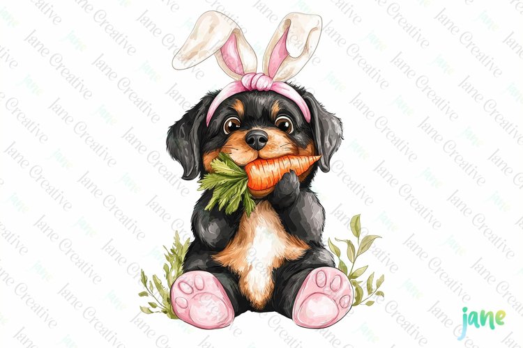 Easter Bunny Rottweiler Dog Clipart