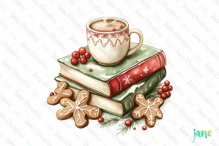 Vintage Book Christmas Sublimation PNG