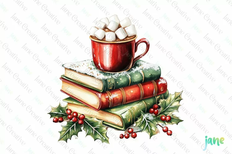 Vintage Book Christmas Sublimation PNG