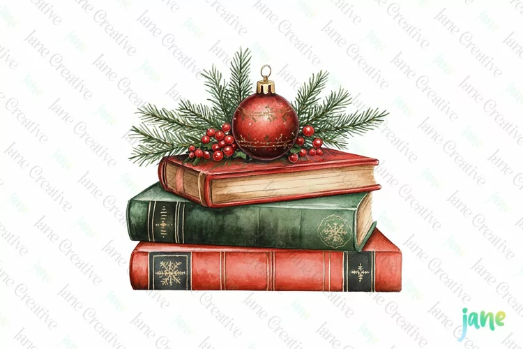 Vintage Book Christmas Sublimation PNG
