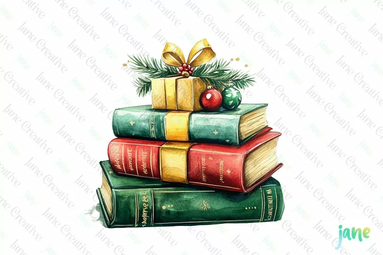 Vintage Book Christmas Sublimation PNG