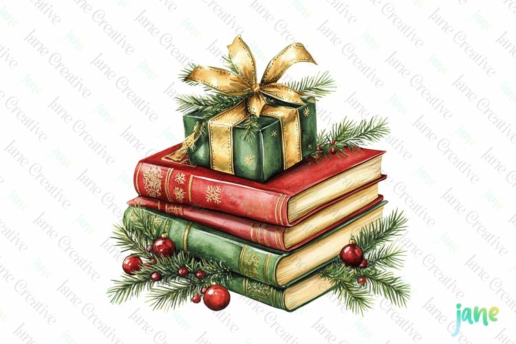 Vintage Book Christmas Sublimation PNG