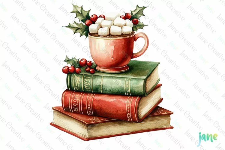 Vintage Book Christmas Sublimation PNG