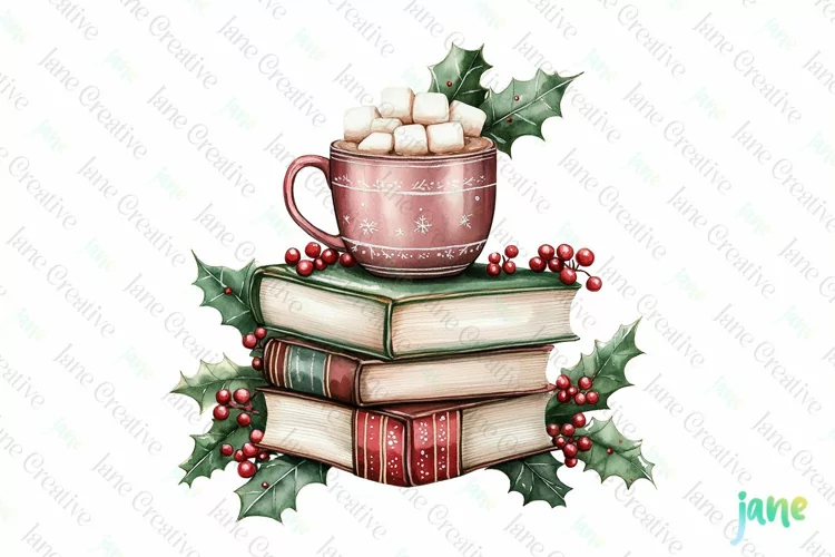 Vintage Book Christmas Sublimation PNG