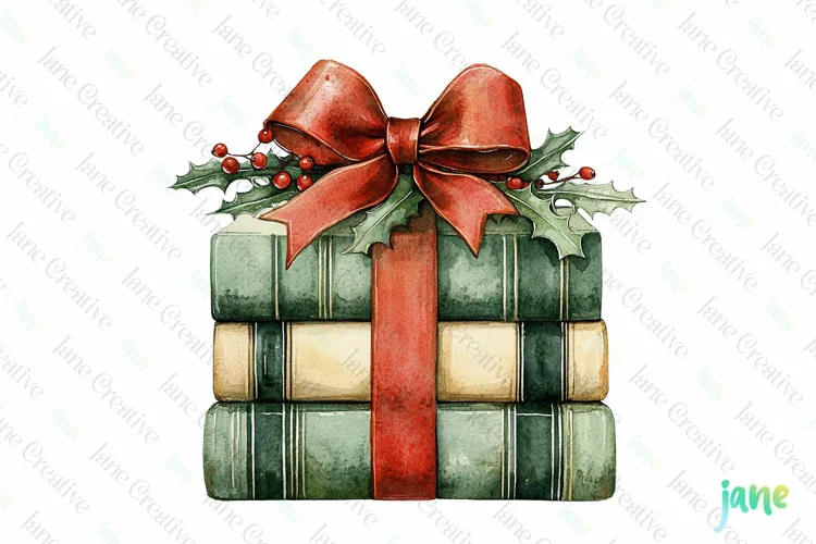 Vintage Book Christmas Sublimation PNG