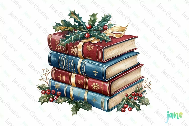 Vintage Book Christmas Sublimation PNG