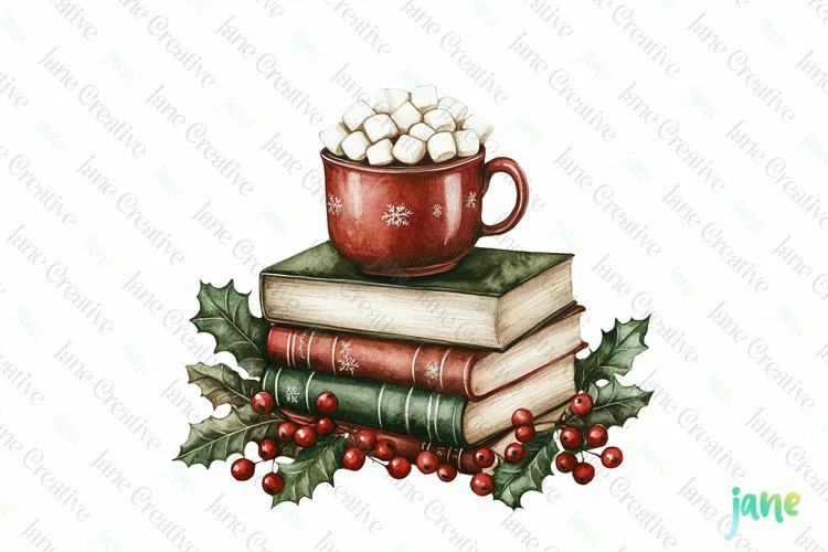 Vintage Book Christmas Sublimation PNG