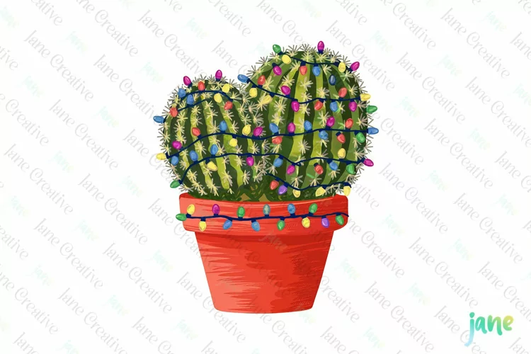Vintage Christmas Cactus Clipart