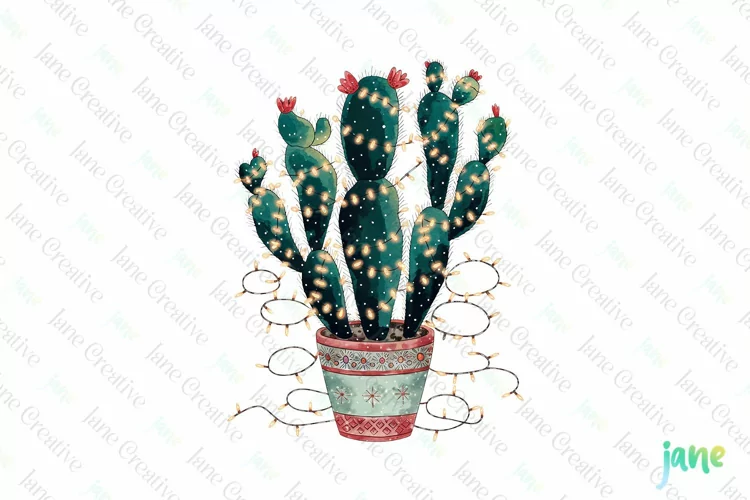 Vintage Christmas Cactus Clipart