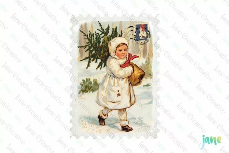 Vintage Christmas Postage Stamp