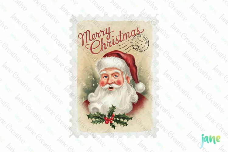 Vintage Christmas Postage Stamp