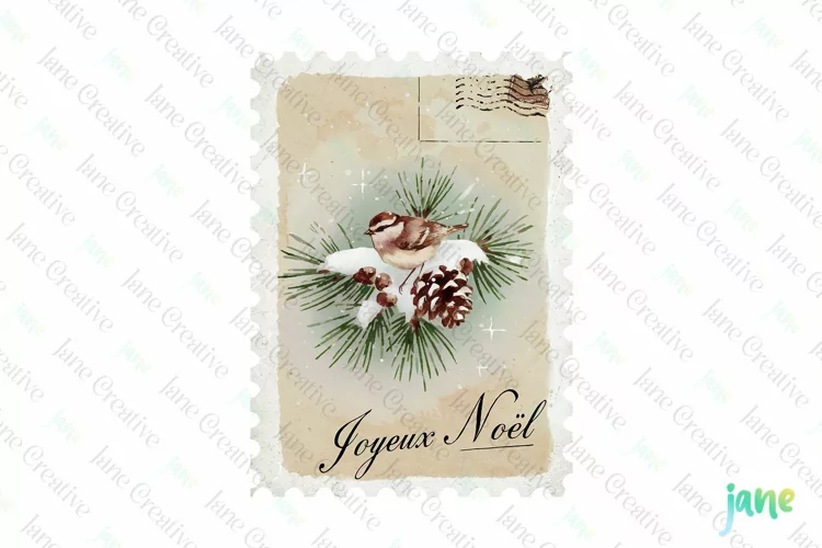 Vintage Christmas Postage Stamp