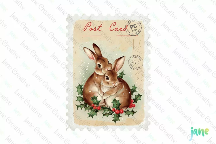 Vintage Christmas Postage Stamp