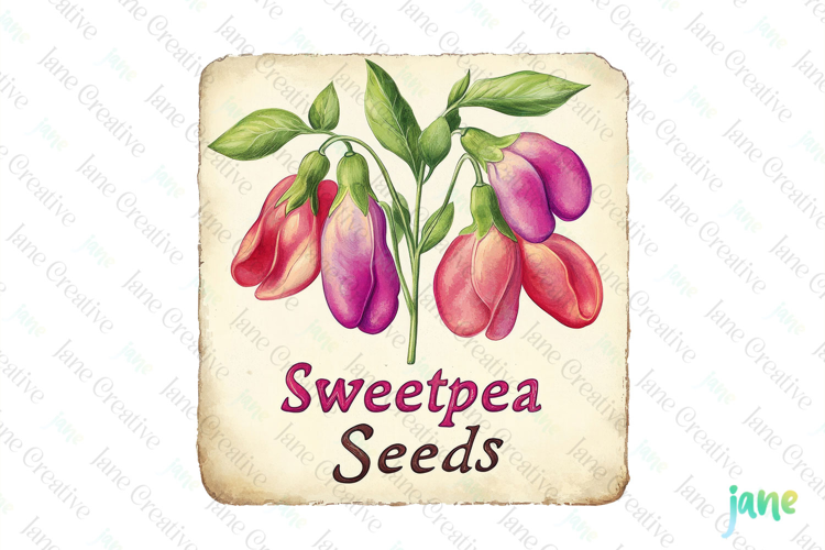 Sweetpea Seeds Vintage Flowers Clipart Seed Packet