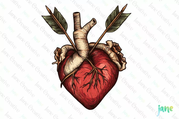 Vintage Heart Clipart Sublimation