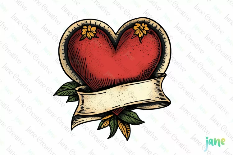 Vintage Heart Clipart Sublimation