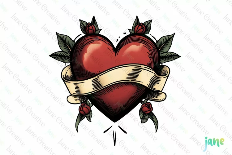Vintage Heart Clipart Sublimation