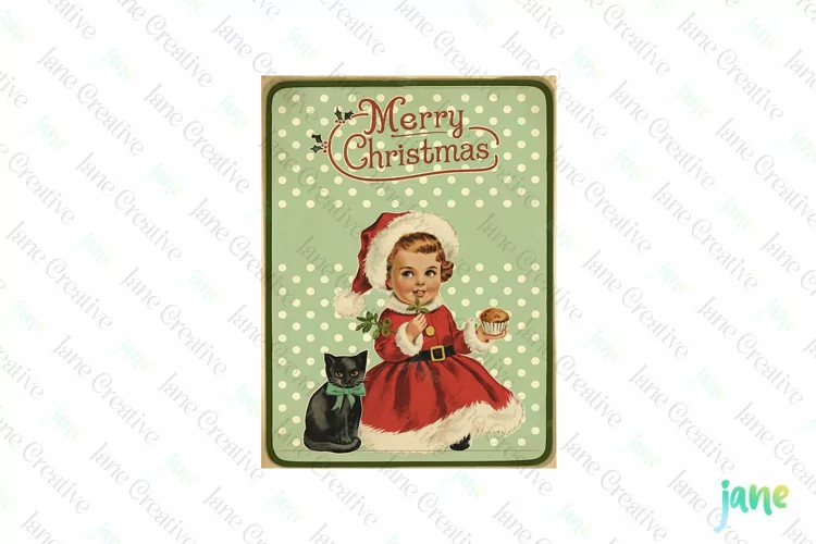 Vintage Kids At Christmas Clipart