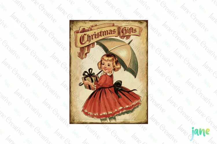 Vintage Kids At Christmas Clipart