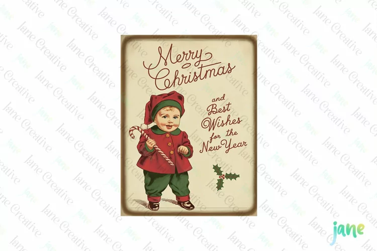 Vintage Kids At Christmas Clipart