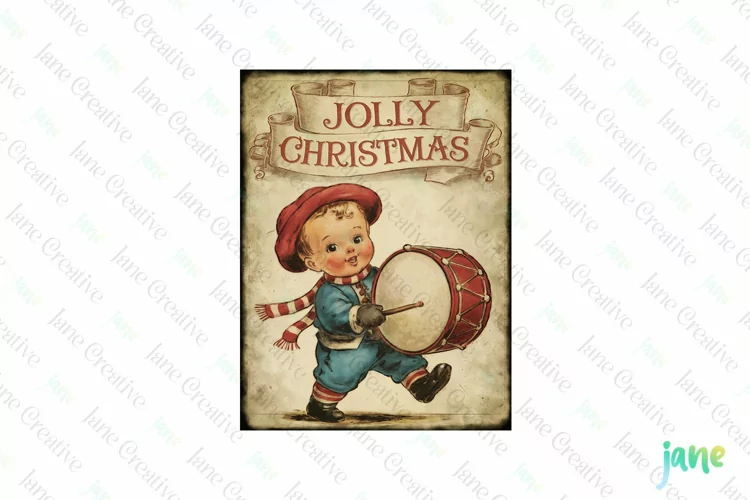 Vintage Kids At Christmas Clipart
