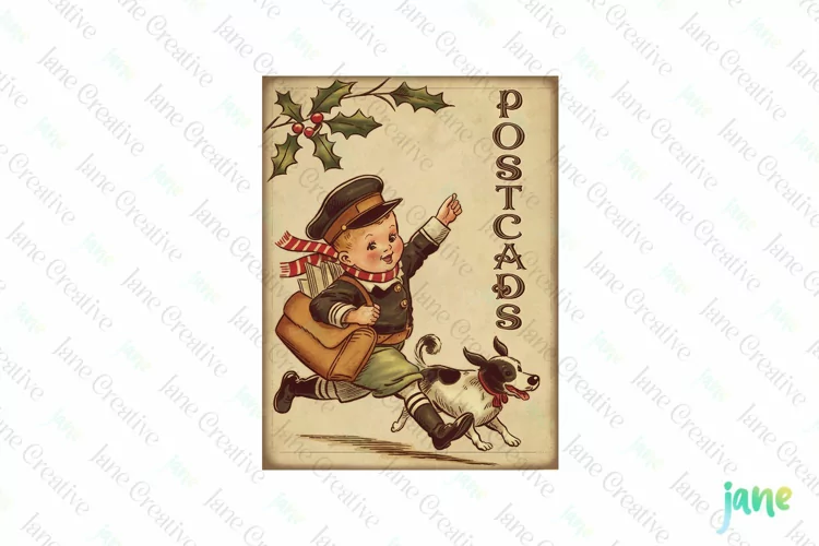Vintage Kids At Christmas Clipart