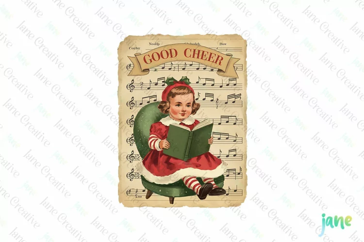 Vintage Kids At Christmas Clipart