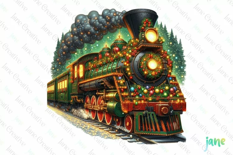 Vintage Train Christmas Sublimation