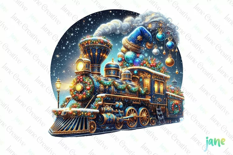 Vintage Train Christmas Sublimation