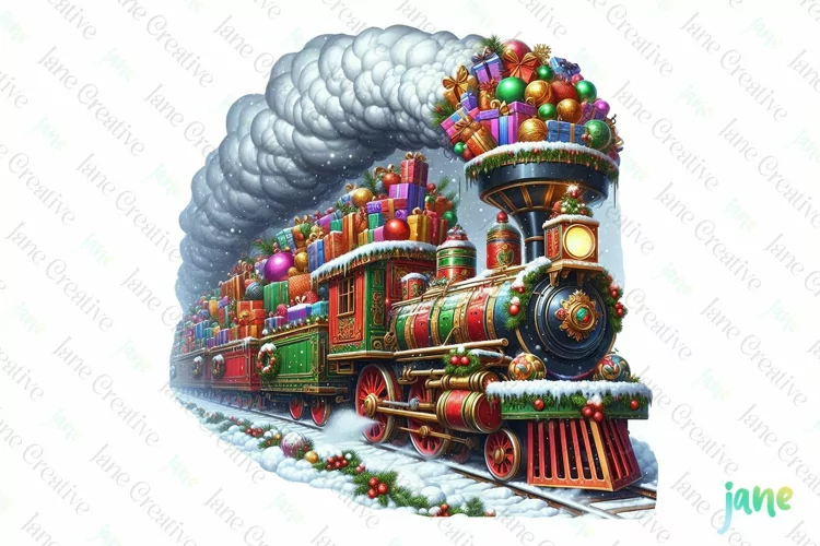 Vintage Train Christmas Sublimation