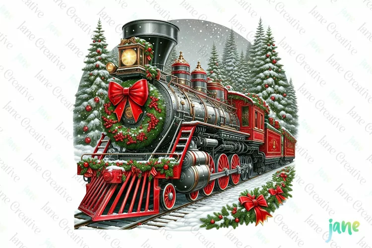 Vintage Train Christmas Sublimation