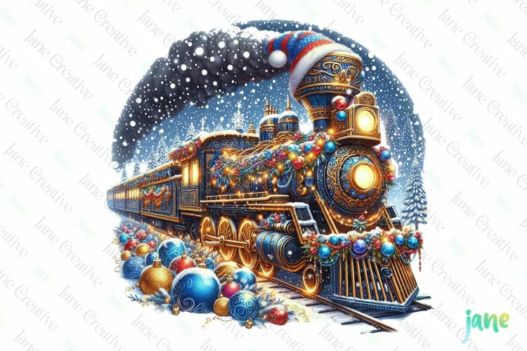 Vintage Train Christmas Sublimation