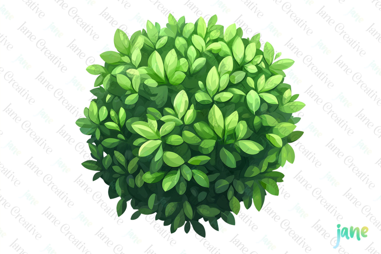 Watercolor Bushes Clipart Sublimation