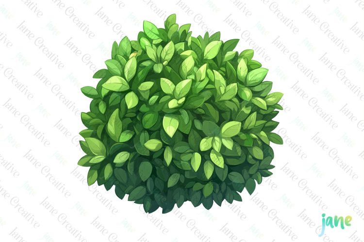 Watercolor Bushes Clipart Sublimation