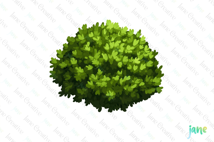 Watercolor Bushes Clipart Sublimation