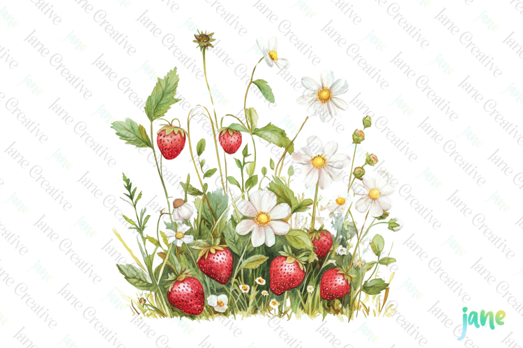 Watercolor Strawberry Clipart PNG