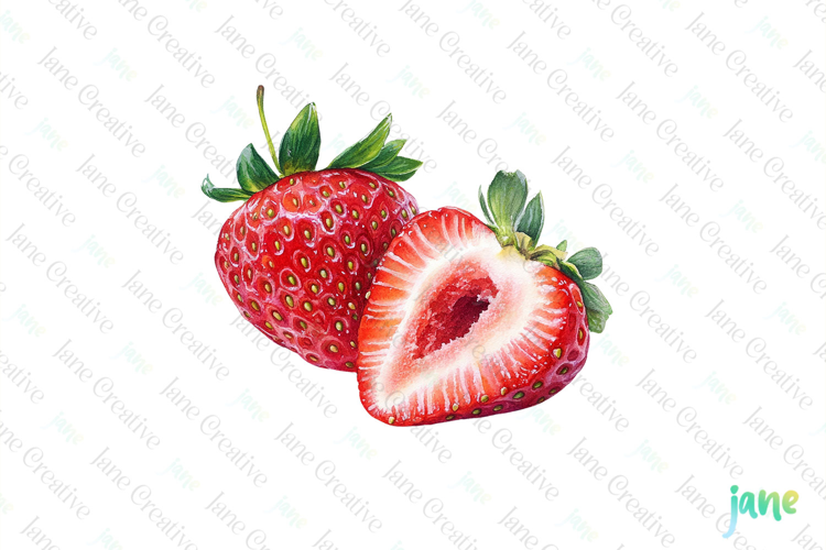 Watercolor Strawberry Clipart PNG