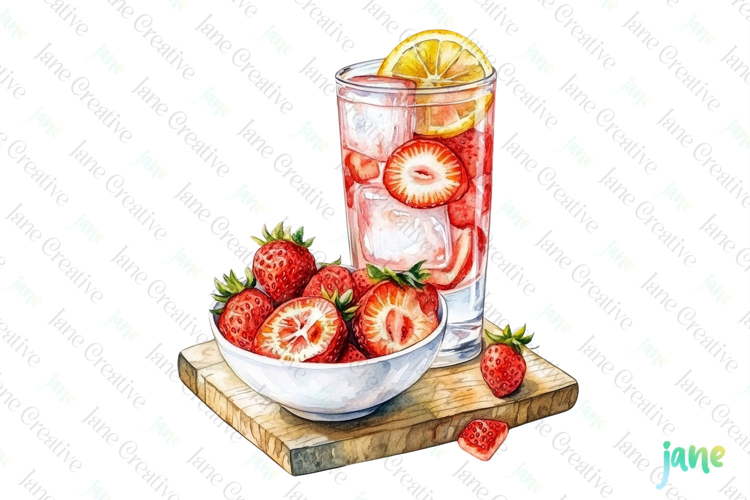 Watercolor Strawberry Clipart PNG