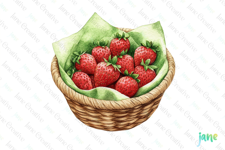 Watercolor Strawberry Clipart PNG