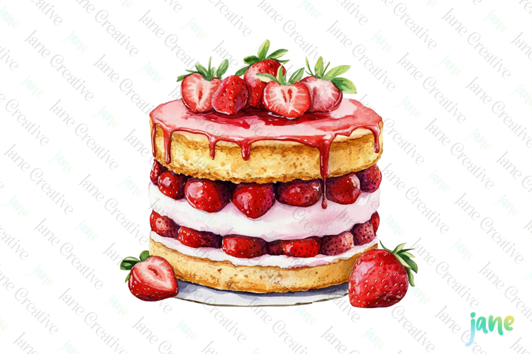 Watercolor Strawberry Clipart PNG